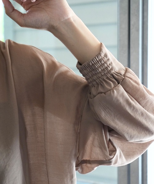 Ehre style(エーレスタイル)の「探してた!袖が留まる大人のシアーブラウス(シャツ/ブラウス・レディース・ライトグレー/モカ/ホワイト・FREE)」の5枚目の写真