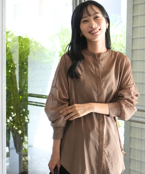 Ehre style(エーレスタイル)の「探してた!袖が留まる大人のシアーブラウス(シャツ/ブラウス・レディース・ライトグレー/モカ/ホワイト・FREE)」の6枚目の写真