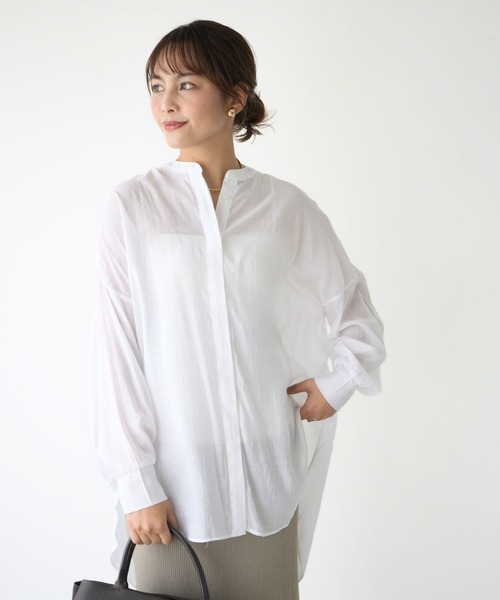 Ehre style(エーレスタイル)の「探してた!袖が留まる大人のシアーブラウス(シャツ/ブラウス・レディース・ライトグレー/モカ/ホワイト・FREE)」の16枚目の写真