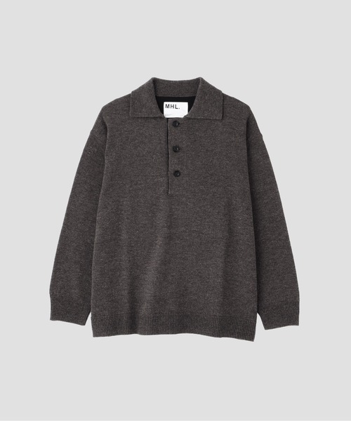 MHL.（エムエイチエル）の「WASHABLE DRY WOOL（ニット/セーター・メンズ・ダークブラウン/インディゴブルー・LARGE/MEDIUM）」の6枚目の写真