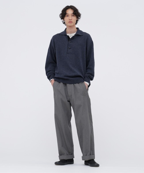 MHL.（エムエイチエル）の「WASHABLE DRY WOOL（ニット/セーター・メンズ・ダークブラウン/インディゴブルー・LARGE/MEDIUM）」の8枚目の写真