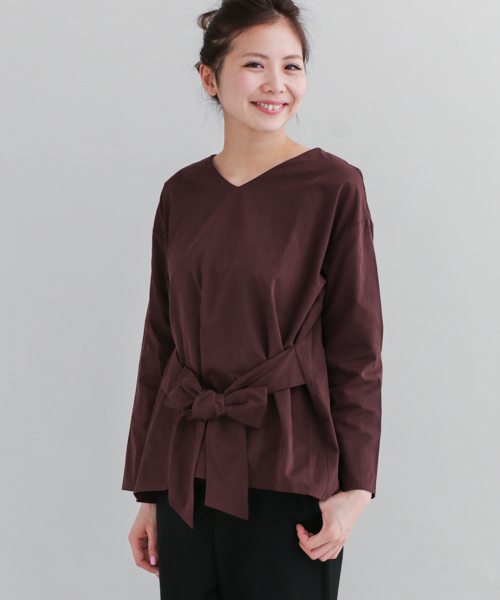 URBAN RESEARCH Sonny Label（アーバンリサーチサニーレーベル）の「Sonny Label ウエストリボンブラウス（シャツ/ブラウス・レディース・ネイビー/ボルドー/ブラウン・FREE）」の3枚目の写真