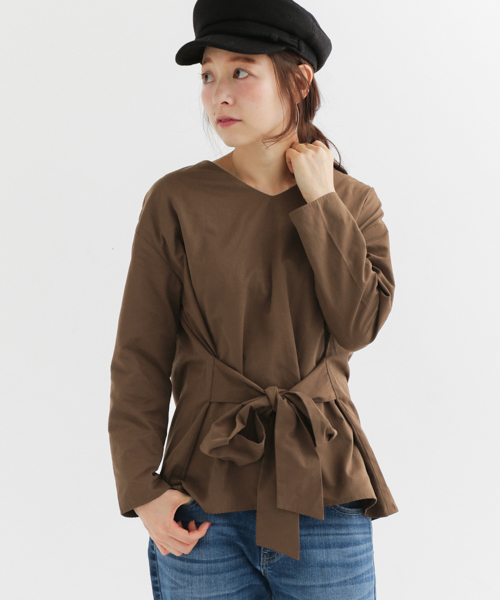 URBAN RESEARCH Sonny Label（アーバンリサーチサニーレーベル）の「Sonny Label ウエストリボンブラウス（シャツ/ブラウス・レディース・ネイビー/ボルドー/ブラウン・FREE）」の4枚目の写真