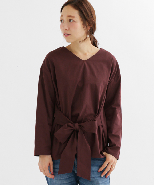 URBAN RESEARCH Sonny Label（アーバンリサーチサニーレーベル）の「Sonny Label ウエストリボンブラウス（シャツ/ブラウス・レディース・ネイビー/ボルドー/ブラウン・FREE）」の6枚目の写真