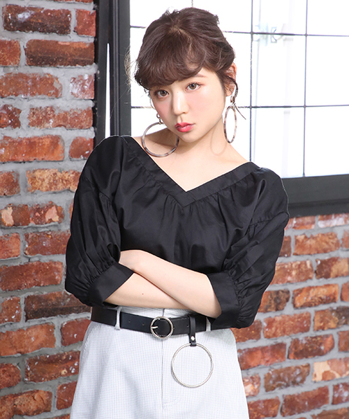 one after another NICE CLAUP(ワンアフターアナザーナイスクラップ)の「オンナっぽリボンブラウス(シャツ/ブラウス・レディース・ベージュ/チェック/オフホワイト/ブラック・FREE)」の1枚目の写真