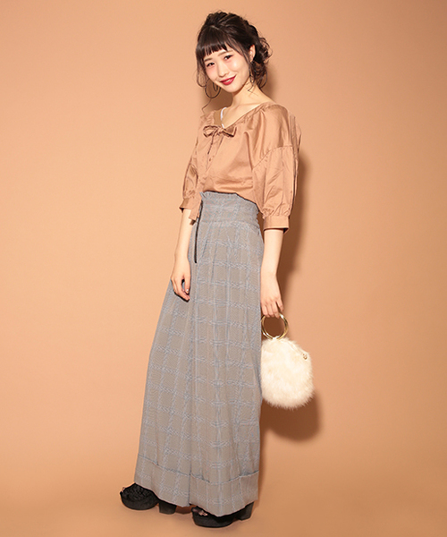 one after another NICE CLAUP(ワンアフターアナザーナイスクラップ)の「オンナっぽリボンブラウス(シャツ/ブラウス・レディース・ベージュ/チェック/オフホワイト/ブラック・FREE)」の19枚目の写真