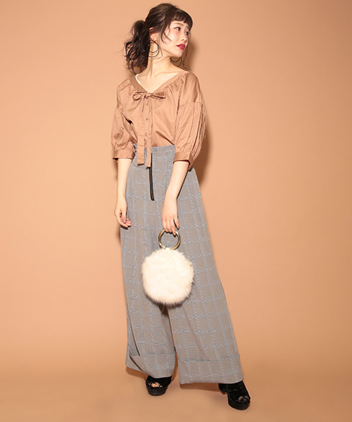 one after another NICE CLAUP(ワンアフターアナザーナイスクラップ)の「オンナっぽリボンブラウス(シャツ/ブラウス・レディース・ベージュ/チェック/オフホワイト/ブラック・FREE)」の20枚目の写真