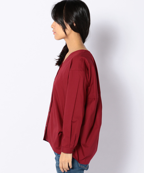 liflattie ships（リフラティ シップス）の「liflattie ships: ブロード Vネック オープン ブラウス（シャツ/ブラウス・レディース・オフホワイト/レッド・MEDIUM/SMALL）」の7枚目の写真