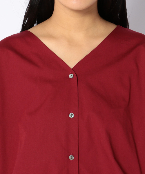 liflattie ships（リフラティ シップス）の「liflattie ships: ブロード Vネック オープン ブラウス（シャツ/ブラウス・レディース・オフホワイト/レッド・MEDIUM/SMALL）」の10枚目の写真