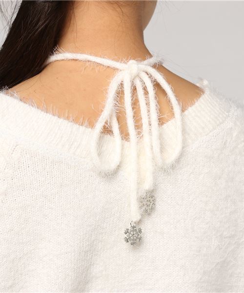 axes femme POETIQUE（アクシーズファムポエティック）の「雪チャーム＆刺繍入ニットプルオーバー（ニット/セーター・レディース・パープル/グレー/ブルー・MEDIUM）」の7枚目の写真