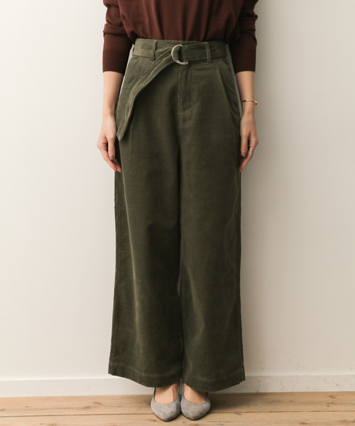 URBAN RESEARCH DOORS（アーバンリサーチドアーズ）の「【店舗振り分け】コーデュロイベルト付きワイドパンツ∴（その他パンツ・レディース・ライトグレー/カーキ/キャメル・38/36）」の6枚目の写真