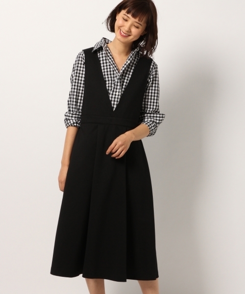 GLOBAL WORK（グローバルワーク）の「タックジャンスカ/780251（ワンピース・レディース・ブラック/レッド/ベージュ系その他3・FREE）」の2枚目の写真