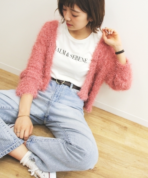 PAGEBOY（ページボーイ）の「シャギーカーディガン（カーディガン/ボレロ・レディース・ホワイト/ベージュ/ラベンダー/ライトグレー/ピンク・FREE）」の5枚目の写真