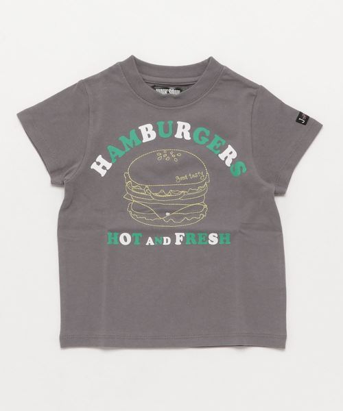 go slow caravan（ゴースローキャラバン）の「JUNK SOUL / ジャンクソウル　HAMBURGERS 刺繍Ｔシャツ (M4)（Tシャツ/カットソー・キッズ・チャコール/ライトイエロー・90/130/110/160/100/150/120/140）」の2枚目の写真