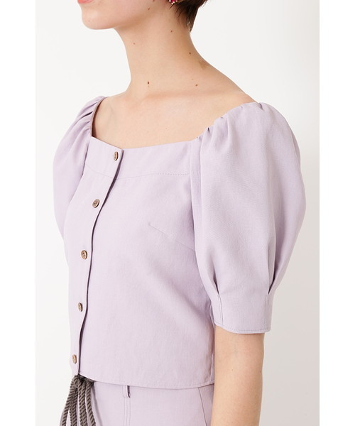 JILL STUART（ジルスチュアート）の「◆ファビオスクエアネックブラウス（シャツ/ブラウス・レディース・パープル/グレー・MEDIUM/SMALL）」の6枚目の写真