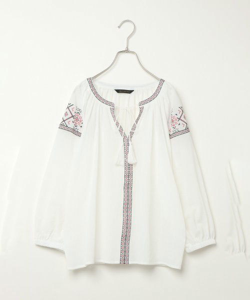 VENCEEXCHANGE（ヴァンスエクスチェンジ）の「刺繍入りガーゼシャツ（シャツ/ブラウス・レディース・レッド/ブルー・M）」の7枚目の写真