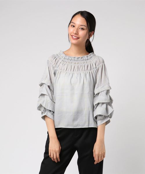 GeeRA(ジーラ)の「ティアードバルーン袖ブラウス(シャツ/ブラウス・レディース・その他/チェック・SMALL/MEDIUM/LARGE/X-LARGE)」の10枚目の写真