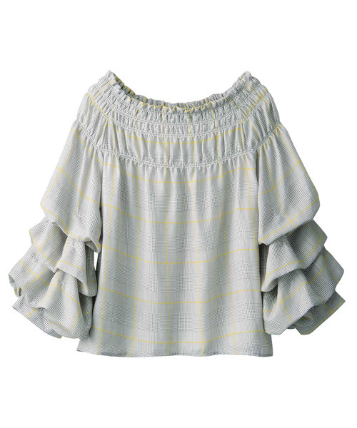 GeeRA(ジーラ)の「ティアードバルーン袖ブラウス(シャツ/ブラウス・レディース・その他/チェック・SMALL/MEDIUM/LARGE/X-LARGE)」の6枚目の写真