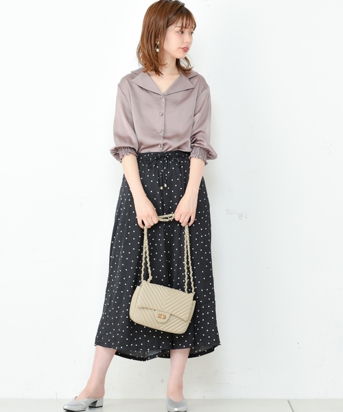 natural couture（ナチュラルクチュール）の「ドットサテンゆるワイド（その他パンツ・レディース・ブラック/ベージュ/ブラウン・FREE）」の4枚目の写真