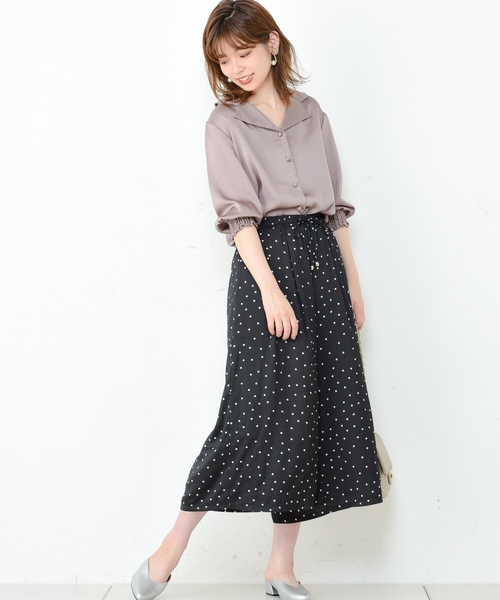 natural couture（ナチュラルクチュール）の「ドットサテンゆるワイド（その他パンツ・レディース・ブラック/ベージュ/ブラウン・FREE）」の5枚目の写真