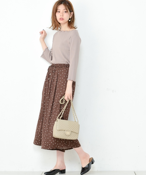 natural couture（ナチュラルクチュール）の「ドットサテンゆるワイド（その他パンツ・レディース・ブラック/ベージュ/ブラウン・FREE）」の6枚目の写真