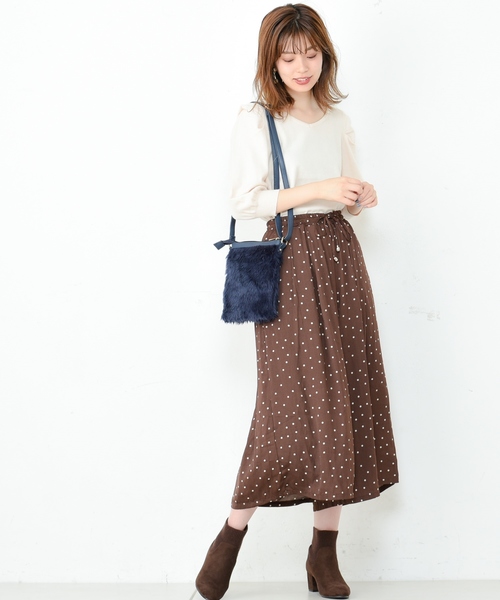 natural couture（ナチュラルクチュール）の「ドットサテンゆるワイド（その他パンツ・レディース・ブラック/ベージュ/ブラウン・FREE）」の9枚目の写真