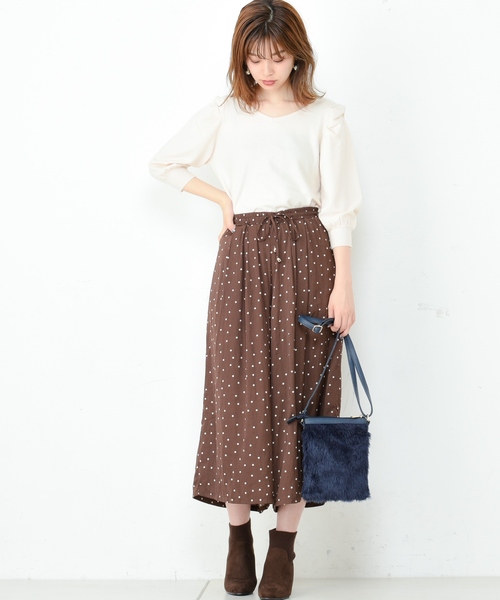 natural couture（ナチュラルクチュール）の「ドットサテンゆるワイド（その他パンツ・レディース・ブラック/ベージュ/ブラウン・FREE）」の10枚目の写真