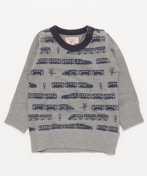 Motherways マザウェイズ の トドラーボーイズ モノクロ電車柄 トレーナー スウェット Wear