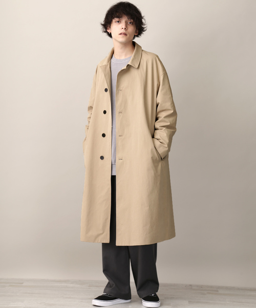 MONO-MART(モノマート)の「スーパービッグシルエットバルカラーコート(Nylon×Polyester×cotton fabric)(ステンカラーコート・メンズ・ブラック/ベージュ/ネイビー・FREE)」の20枚目の写真