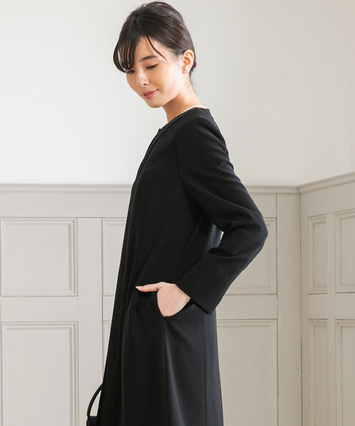 ノーカラーロングジャケット