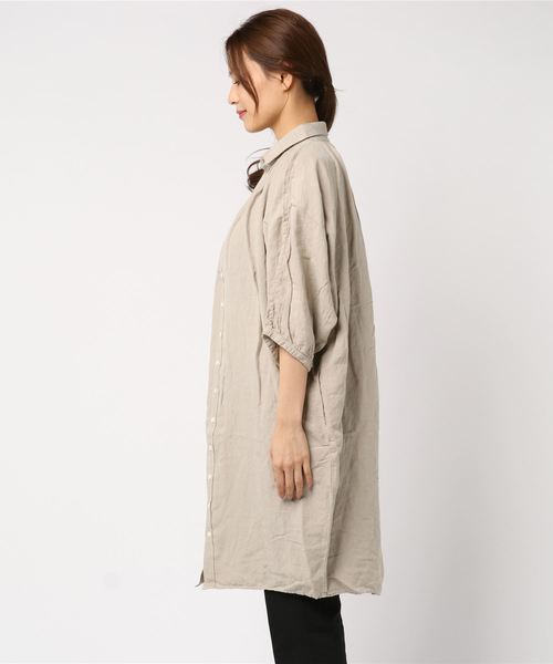 Brocante(ブロカント)の「Brocante / ブロカント グランシャツワンピース 37-112(シャツ/ブラウス・レディース・ネイビー/グレー/グリーン/ナチュラル/ブラック/ダークグリーン/チョコ・2)」の8枚目の写真