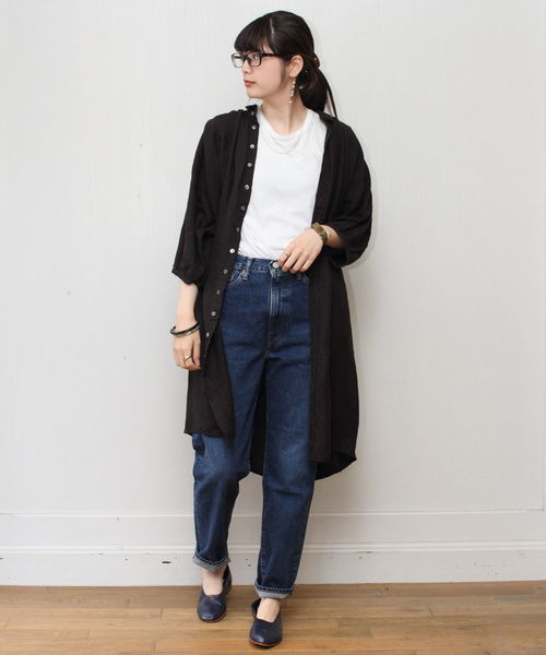 Brocante(ブロカント)の「Brocante / ブロカント グランシャツワンピース 37-112(シャツ/ブラウス・レディース・ネイビー/グレー/グリーン/ナチュラル/ブラック/ダークグリーン/チョコ・2)」の2枚目の写真