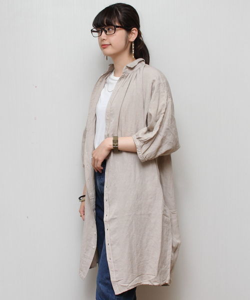 Brocante(ブロカント)の「Brocante / ブロカント グランシャツワンピース 37-112(シャツ/ブラウス・レディース・ネイビー/グレー/グリーン/ナチュラル/ブラック/ダークグリーン/チョコ・2)」の20枚目の写真