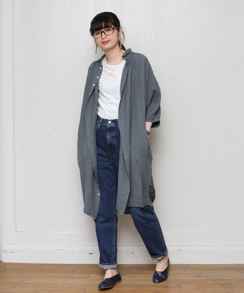 Brocante(ブロカント)の「Brocante / ブロカント グランシャツワンピース 37-112(シャツ/ブラウス・レディース・ネイビー/グレー/グリーン/ナチュラル/ブラック/ダークグリーン/チョコ・2)」の19枚目の写真