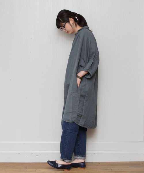 Brocante(ブロカント)の「Brocante / ブロカント グランシャツワンピース 37-112(シャツ/ブラウス・レディース・ネイビー/グレー/グリーン/ナチュラル/ブラック/ダークグリーン/チョコ・2)」の17枚目の写真