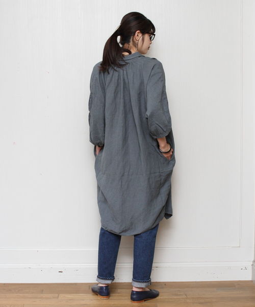 Brocante(ブロカント)の「Brocante / ブロカント グランシャツワンピース 37-112(シャツ/ブラウス・レディース・ネイビー/グレー/グリーン/ナチュラル/ブラック/ダークグリーン/チョコ・2)」の16枚目の写真