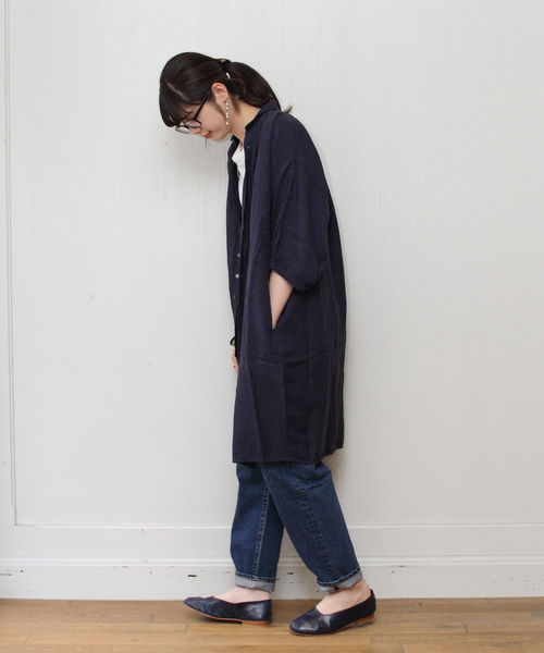 Brocante(ブロカント)の「Brocante / ブロカント グランシャツワンピース 37-112(シャツ/ブラウス・レディース・ネイビー/グレー/グリーン/ナチュラル/ブラック/ダークグリーン/チョコ・2)」の12枚目の写真