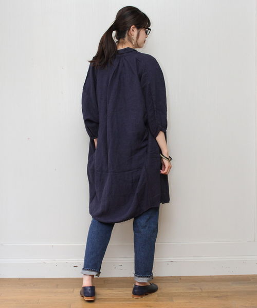 Brocante(ブロカント)の「Brocante / ブロカント グランシャツワンピース 37-112(シャツ/ブラウス・レディース・ネイビー/グレー/グリーン/ナチュラル/ブラック/ダークグリーン/チョコ・2)」の11枚目の写真