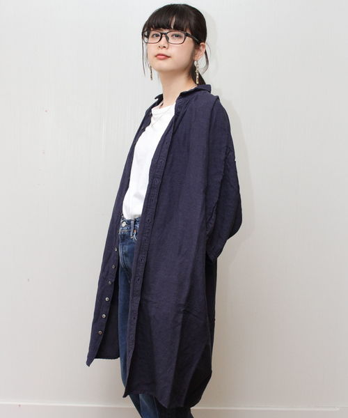 Brocante(ブロカント)の「Brocante / ブロカント グランシャツワンピース 37-112(シャツ/ブラウス・レディース・ネイビー/グレー/グリーン/ナチュラル/ブラック/ダークグリーン/チョコ・2)」の10枚目の写真