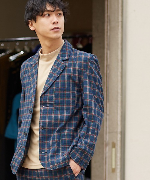 improves(インプローブス)の「チェック柄テーラードジャケット(テーラードジャケット)」|ブルー
