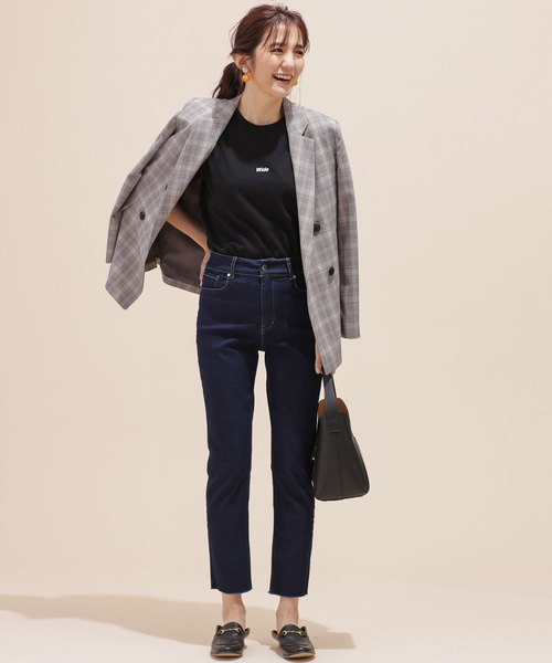 nano・universe(ナノユニバース)の「tapard slim fit denim pants(デニムパンツ)」|ダークインディゴブルー