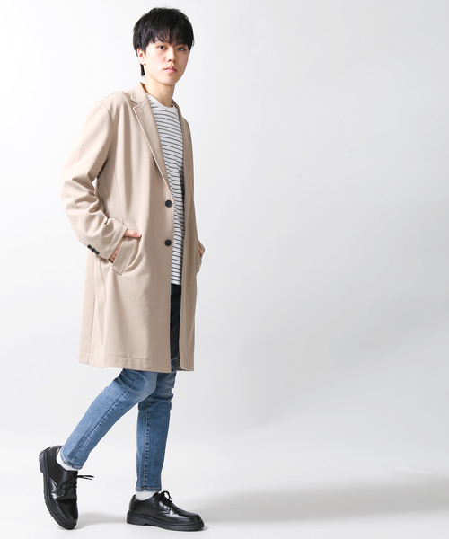 WEGO（ウィゴー）の「WEGO/ポンチチェスタースプリングコート（チェスターコート・メンズ・ベージュ/ブラック/ネイビー・LARGE/MEDIUM）」の8枚目の写真