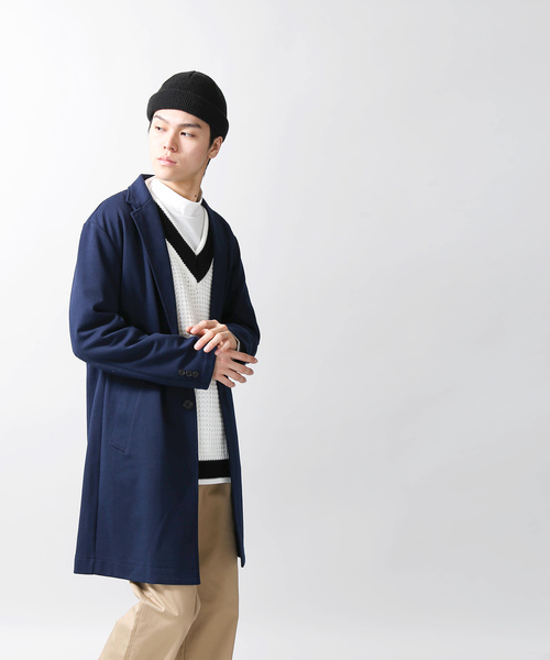 WEGO（ウィゴー）の「WEGO/ポンチチェスタースプリングコート（チェスターコート・メンズ・ベージュ/ブラック/ネイビー・LARGE/MEDIUM）」の14枚目の写真