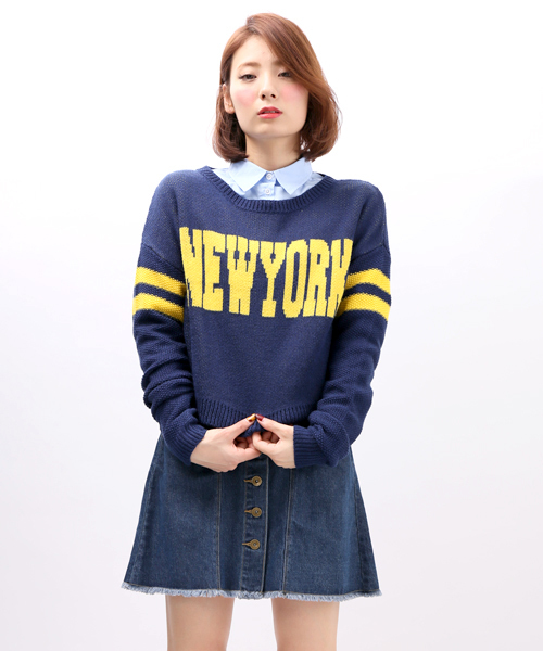 WEGO（ウィゴー）の「WEGO/ラインジャガードニット（ニット/セーター・レディース・オフホワイト/ブラック/ライトグレー/ネイビー・FREE）」の4枚目の写真