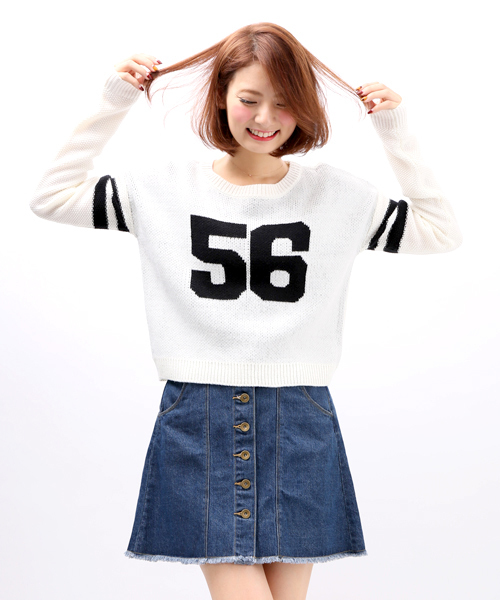 WEGO（ウィゴー）の「WEGO/ラインジャガードニット（ニット/セーター・レディース・オフホワイト/ブラック/ライトグレー/ネイビー・FREE）」の2枚目の写真