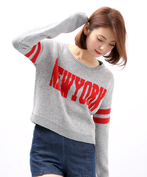 WEGO（ウィゴー）の「WEGO/ラインジャガードニット（ニット/セーター・レディース・オフホワイト/ブラック/ライトグレー/ネイビー・FREE）」の3枚目の写真