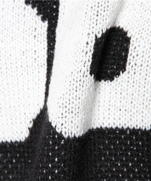 WEGO（ウィゴー）の「WEGO/ラインジャガードニット（ニット/セーター・レディース・オフホワイト/ブラック/ライトグレー/ネイビー・FREE）」の6枚目の写真