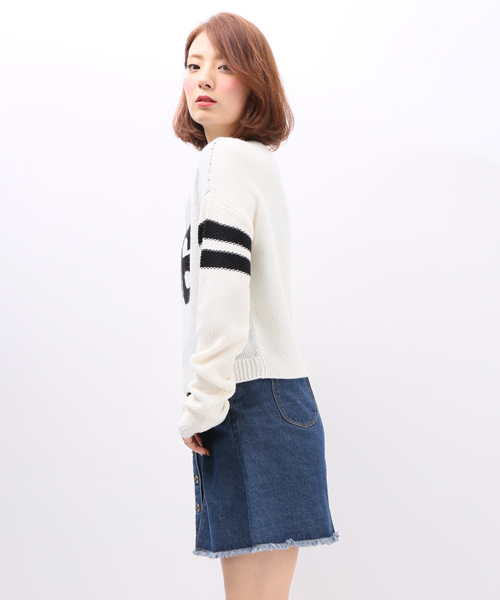 WEGO（ウィゴー）の「WEGO/ラインジャガードニット（ニット/セーター・レディース・オフホワイト/ブラック/ライトグレー/ネイビー・FREE）」の8枚目の写真