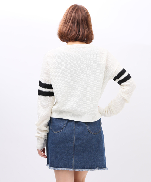 WEGO（ウィゴー）の「WEGO/ラインジャガードニット（ニット/セーター・レディース・オフホワイト/ブラック/ライトグレー/ネイビー・FREE）」の9枚目の写真