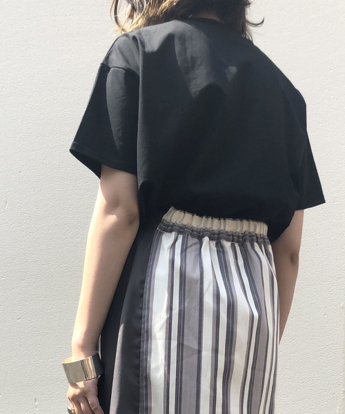 &g'aime（アンジェム）の「【&g'aime】ロゴプリント刺しゅうラインTシャツ（Tシャツ/カットソー・レディース・ホワイト/ブラック/オレンジ・FREE）」の9枚目の写真